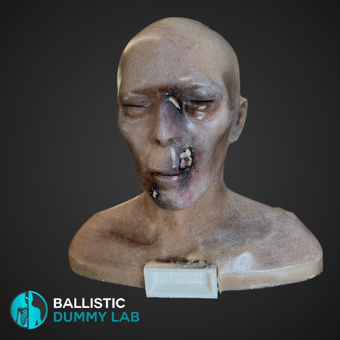 Deluxe Ballistic Dummy Gel ZOMBIE Bust – close-up view